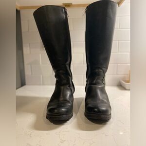 UGG Black Leather Combat Boots